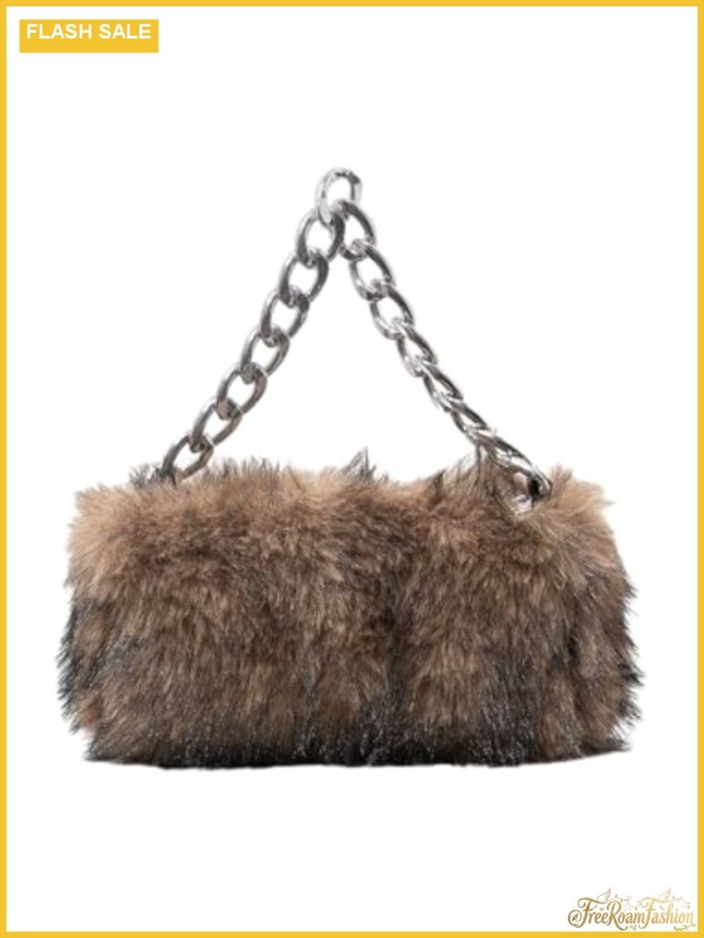 Faux Fur Square Shoulder Bag with Chain Strap Y2K Purse